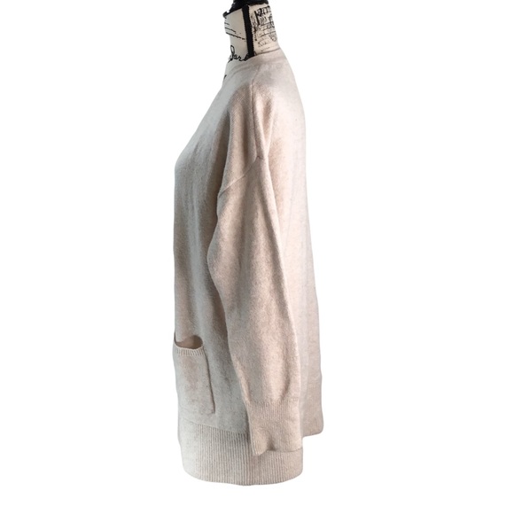 CASLON - Organic Cotton Blend Buttoned Cardigan Sweater in Oatmeal Color - M - Picture 2 of 16